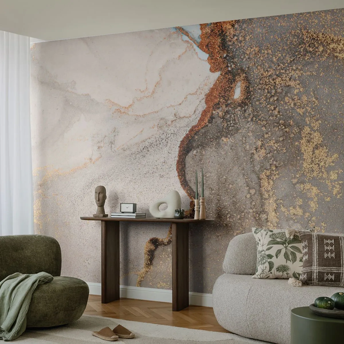 Självhäftande Fototapet Deluxe Sticker - På färgernas gräns - Abstraktion, Bit, Modern konst - 250x175 cm