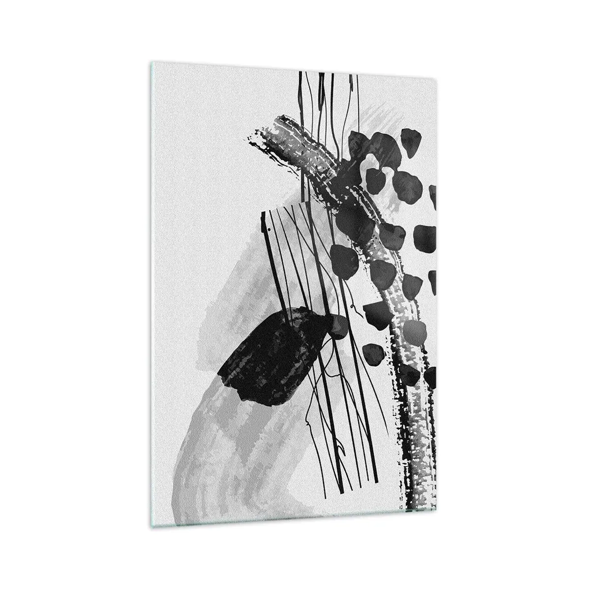 Glastavla - Bild på glas - Svartvit organisk abstraktion - 70x100 cm