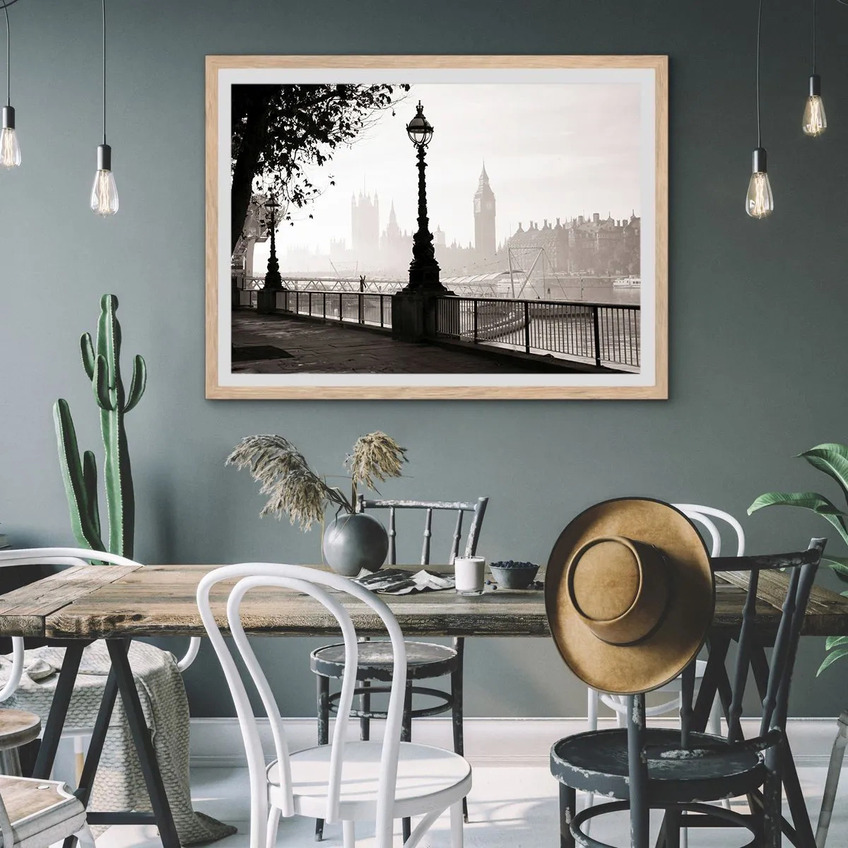 Affisch i ram av ljusek - Morgon i London - 100x70 cm