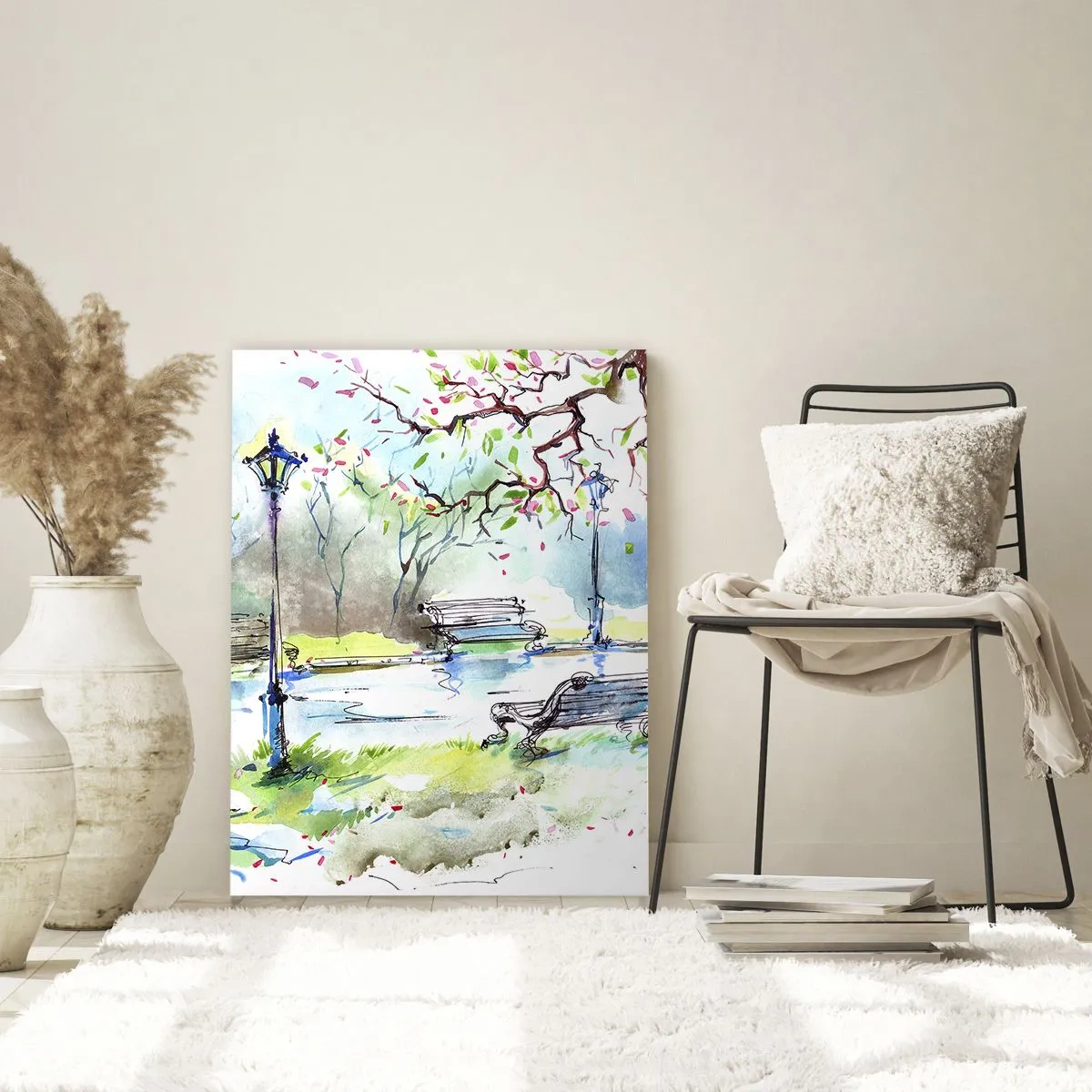 Glastavla - Bild på glas - Parktystnadens charm - 70x100 cm