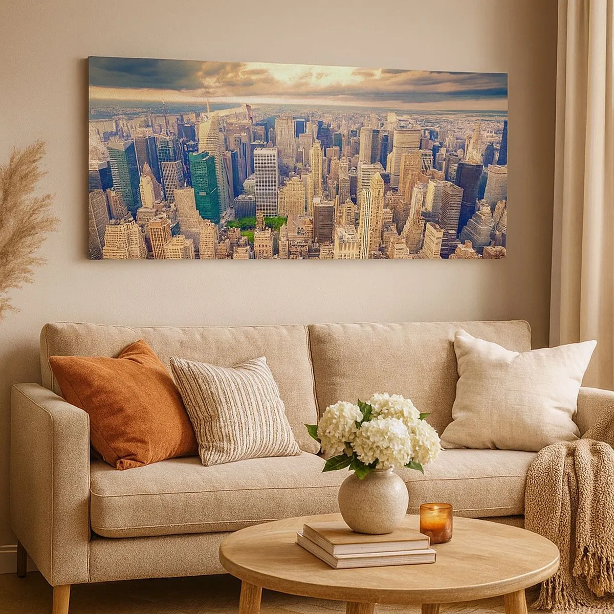 Canvastavla - Bild på duk - Förgylld metropolis - 100x40 cm