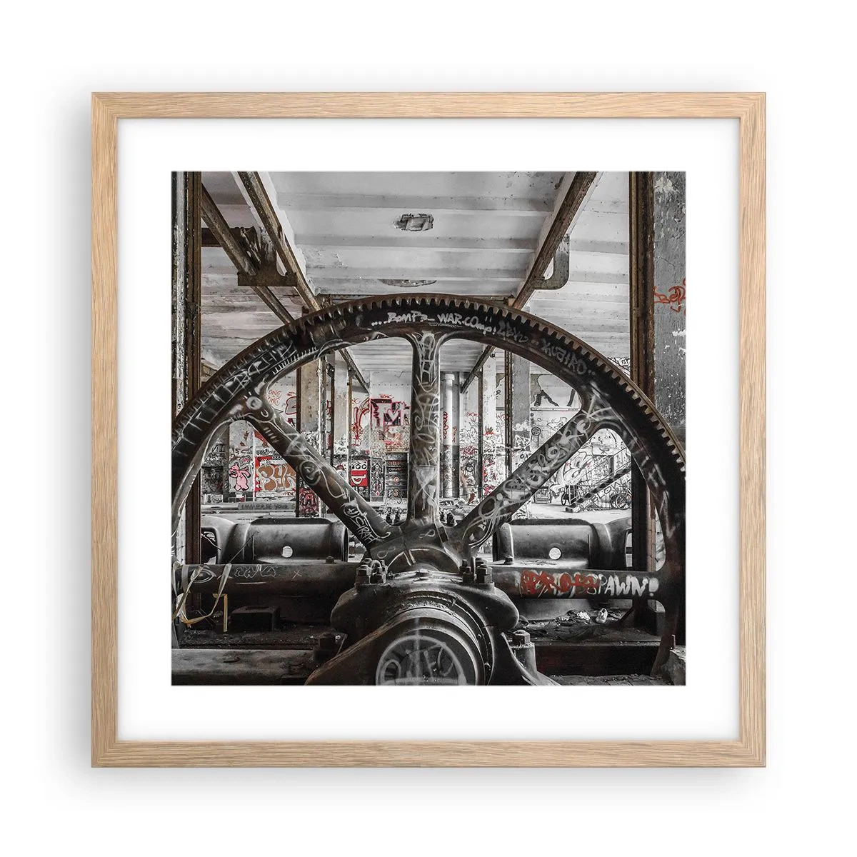 Affisch i ram av ljusek - Fabrikens hemliga liv - 40x40 cm