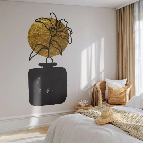 Fototapet Premium Sand - Guldvärd skönhet - Vas, Blommor, Minimalism - 100x70 cm