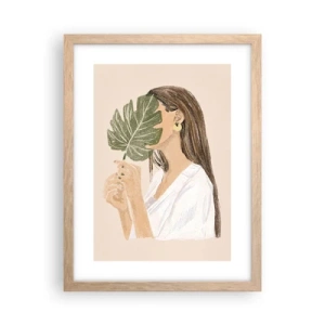 Affisch i ram av ljusek - Mystiskt porträtt med solfjäder - 30x40 cm