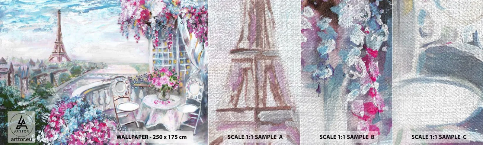 Provbit av fototapet Premium Canvas - Här är vackrast i maj - Stad, Eiffeltornet, Paris - 100x30 cm