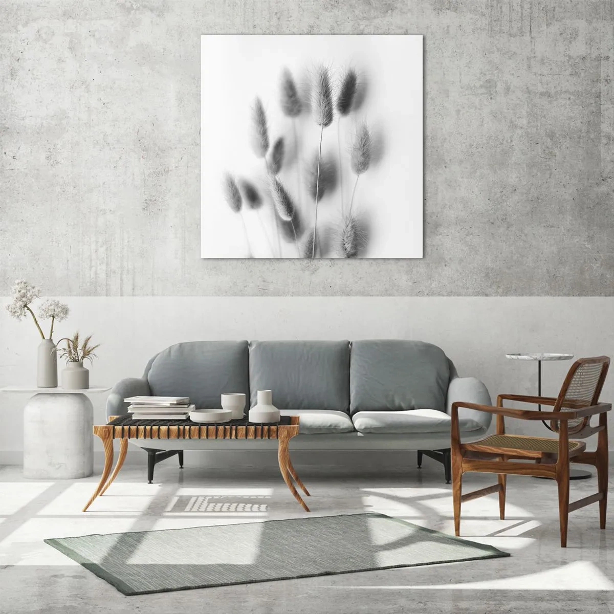 Glastavla - Bild på glas - Fluffigt gräs - 70x70 cm