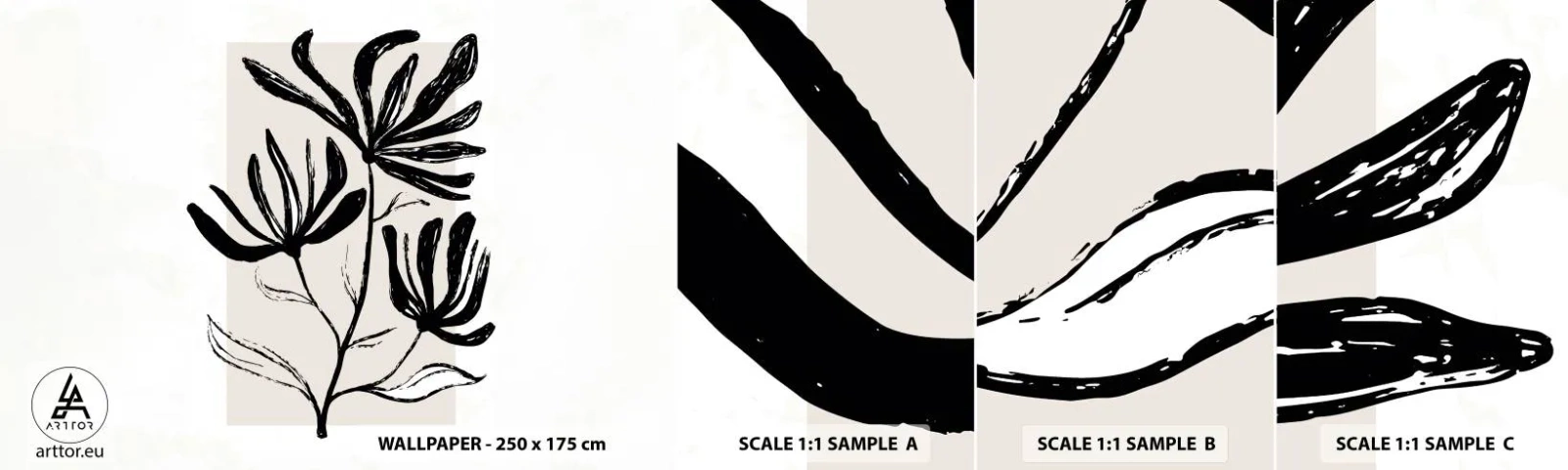 Fototapet Prov Standard Eco - Skiss för ett herbarium - Blomma, Minimalistisk, Modern - 100x30 cm