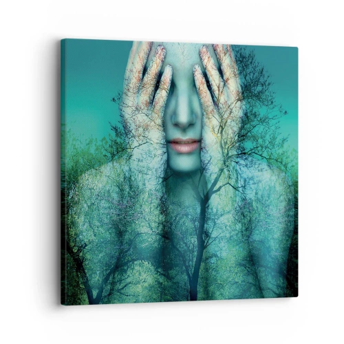 Canvastavla - Bild på duk - Doppad i blått - 30x30 cm