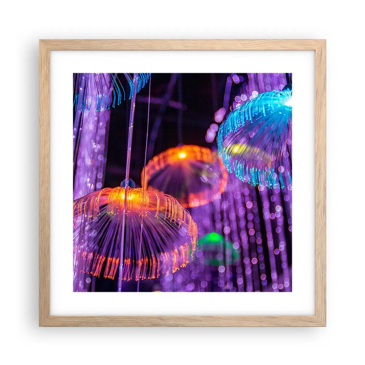 Affisch i ram av ljusek - Lysande fontän - 40x40 cm