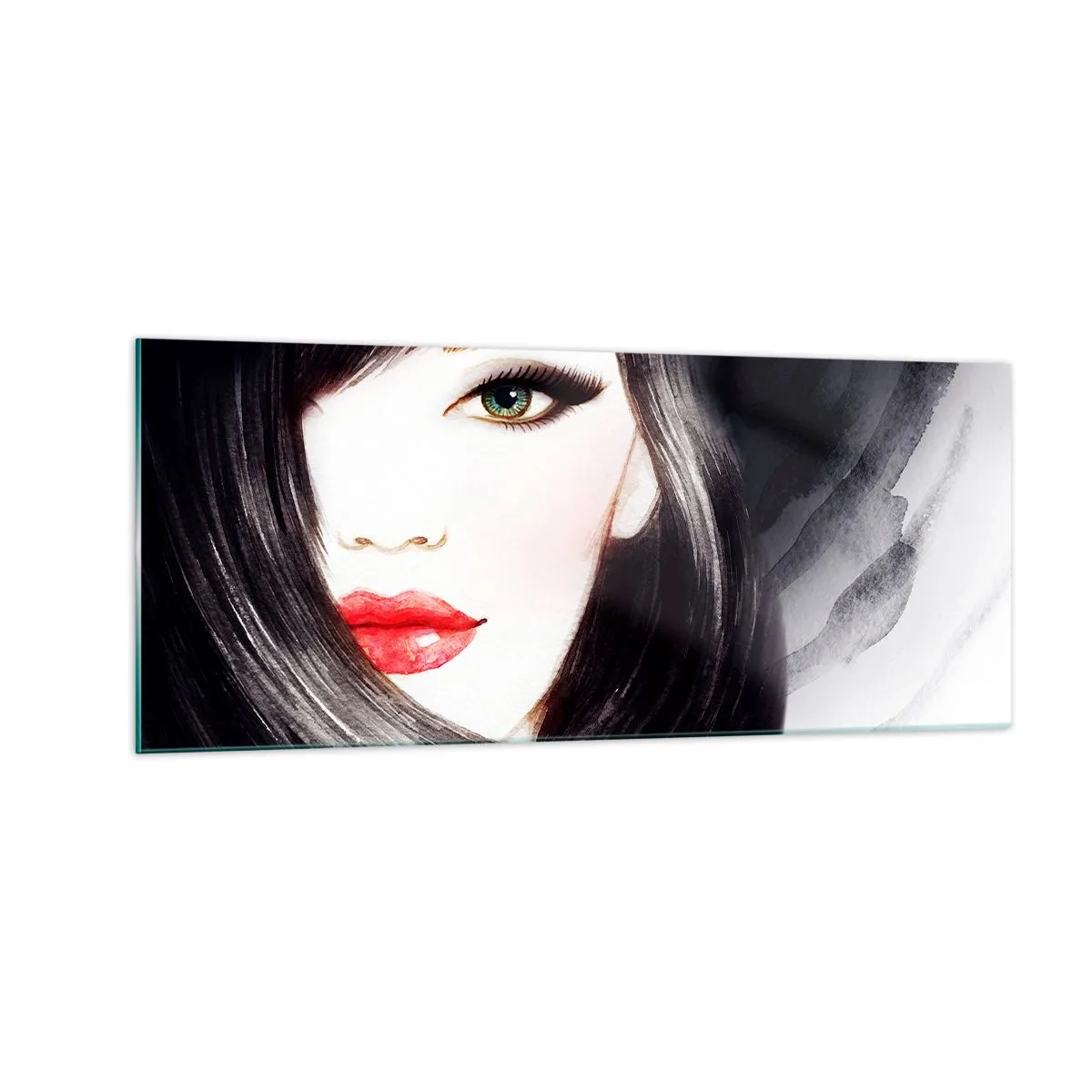 Glastavla - Bild på glas - Safirfärgad blick - 100x40 cm