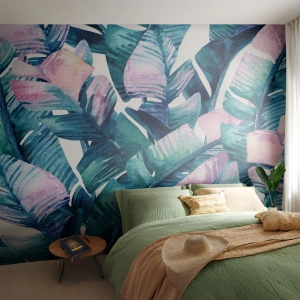 Fototapet Premium Sand - I bananträdgård - Abstraktion, Löv, Bit - 400x280 cm