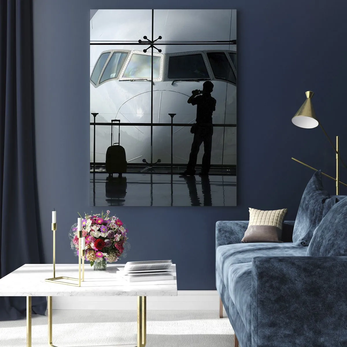 Glastavla - Bild på glas - Vis a vis på flygplatsen - 80x120 cm