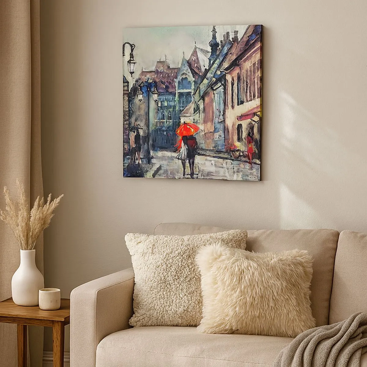 Canvastavla - Bild på duk - Regn för två - 30x30 cm