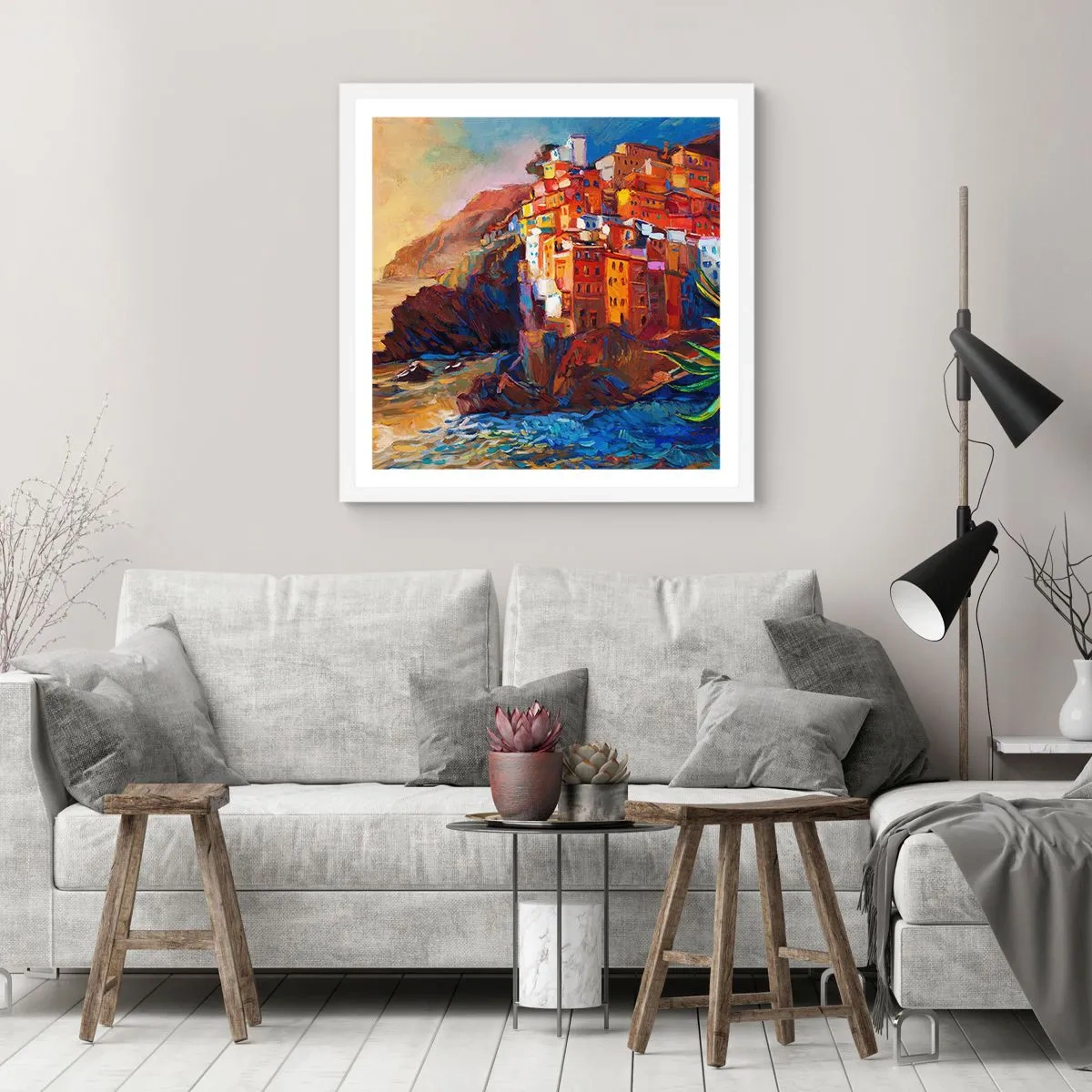 Affisch i vit ram - Italiensk stämning - 40x40 cm