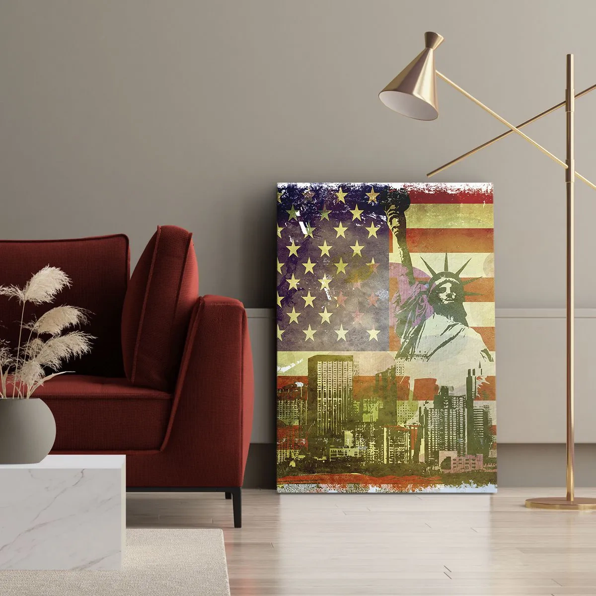 Canvastavla - Bild på duk - Viva America! - 55x100 cm
