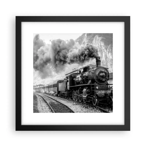Affisch i svart ram - Det står ett lok på stationen... - 30x30 cm