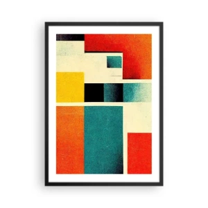 Affisch i svart ram - Geometrisk abstraktion i modernistisk stil - 50x70cm - Geometrisk abstraktion - bra energi - Modern väggdekoration för vardagsrum och sovrum ARTTOR