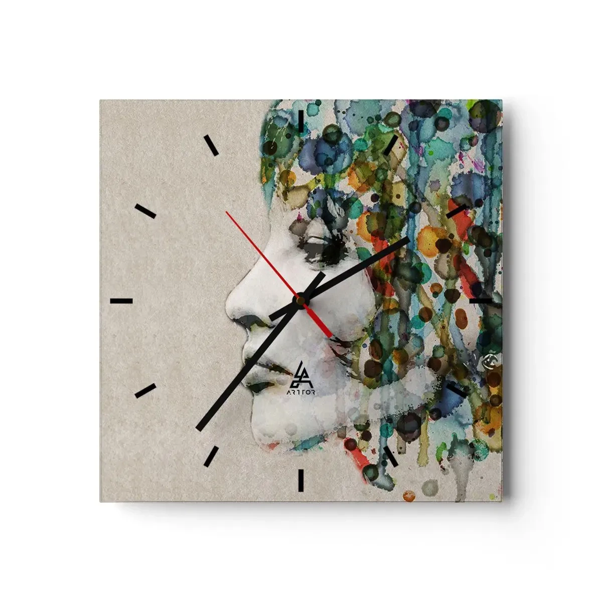 Väggklocka - Klocka på glas - Uppstånden ur glädje - 30x30 cm