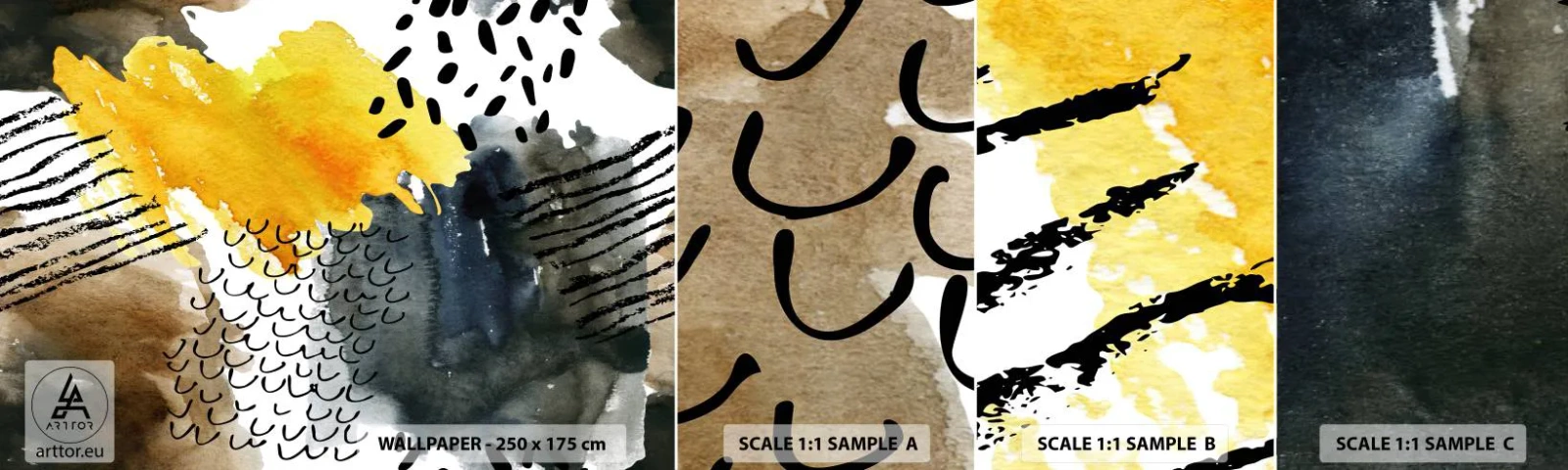 Provbit av självhäftande fototapet Deluxe Sticker - Elementens möte - Abstraktion, Bit, Modern konst - 100x30 cm