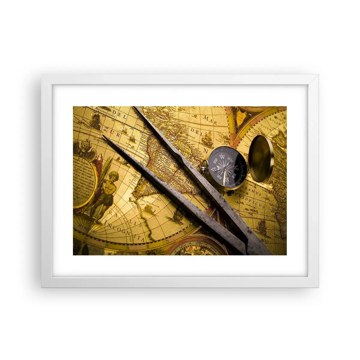 Affisch i vit ram - Var är skatterna? - 40x30 cm