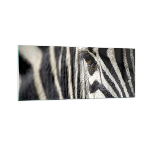 Glastavla - Bild på glas - Randig porträtt - 100x40 cm