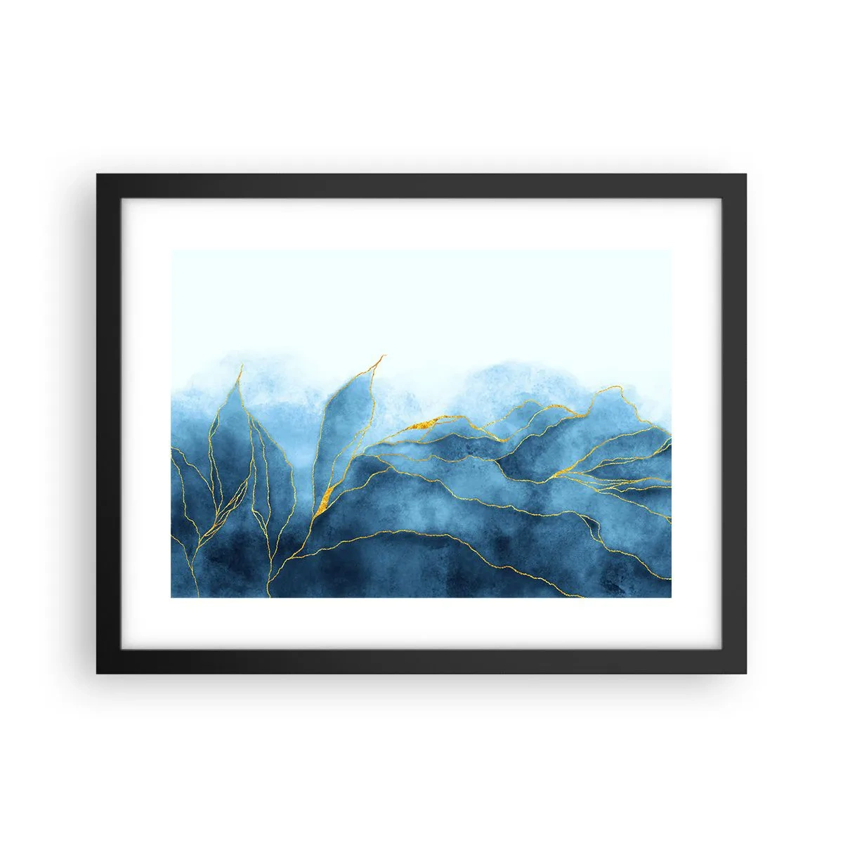 Affisch i svart ram - Blått i guld - 40x30 cm