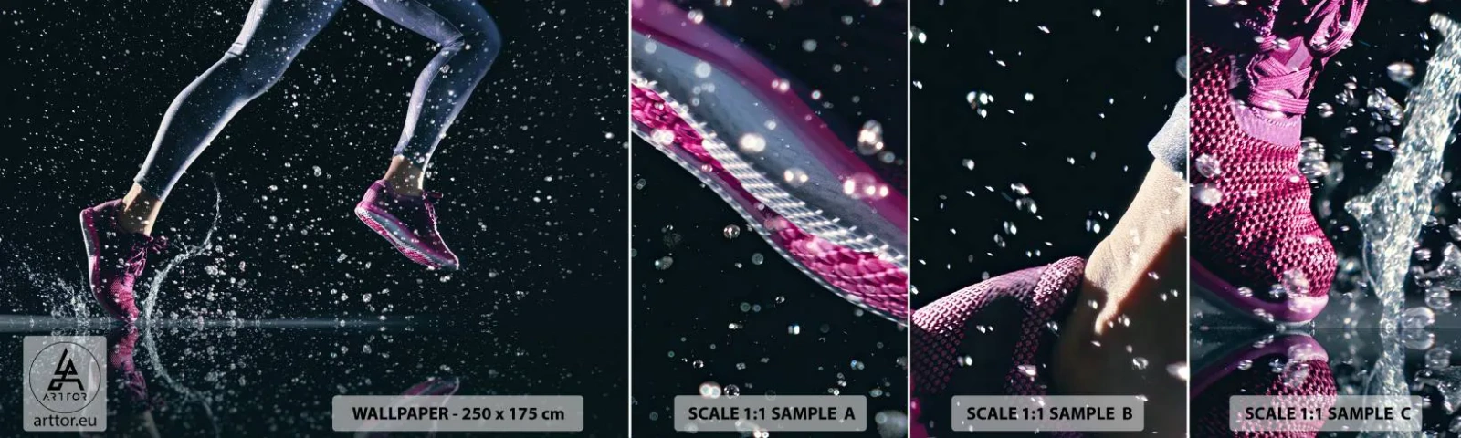 Provbit av självhäftande fototapet Deluxe Sticker - Med all kraft i benen - Sport, Joggning, Löpning - 100x30 cm