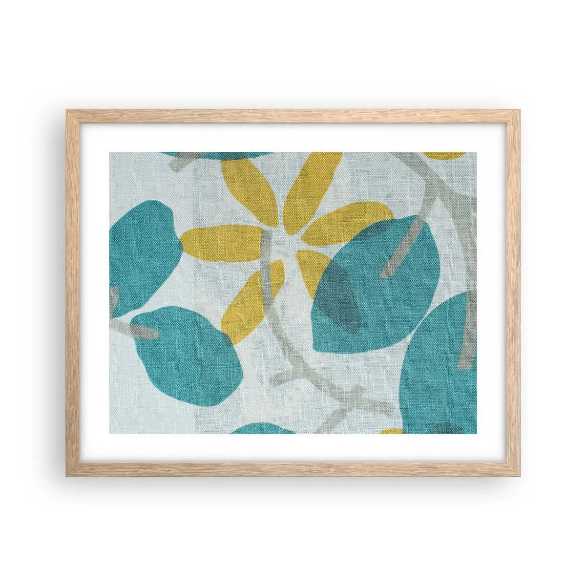 Affisch i ram av ljusek - Bland azurblå blad - 50x40 cm