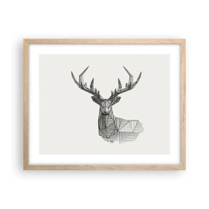 Affisch i ram av ljusek - Hjort i kubistisk stil - 50x40 cm