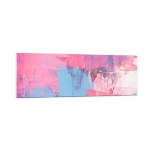 Glastavla - Bild på glas - Rosa, blått och en gnutta ljus - 160x50 cm