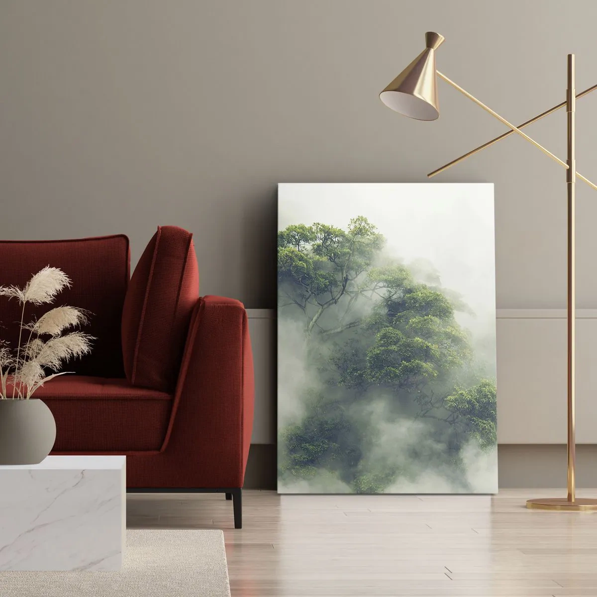 Canvastavla - Bild på duk - Insvept i dimma - 50x70 cm