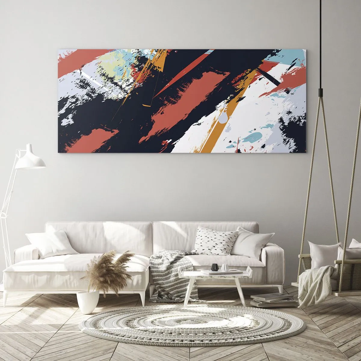 Glastavla - Bild på glas - Dynamisk komposition - 90x30 cm