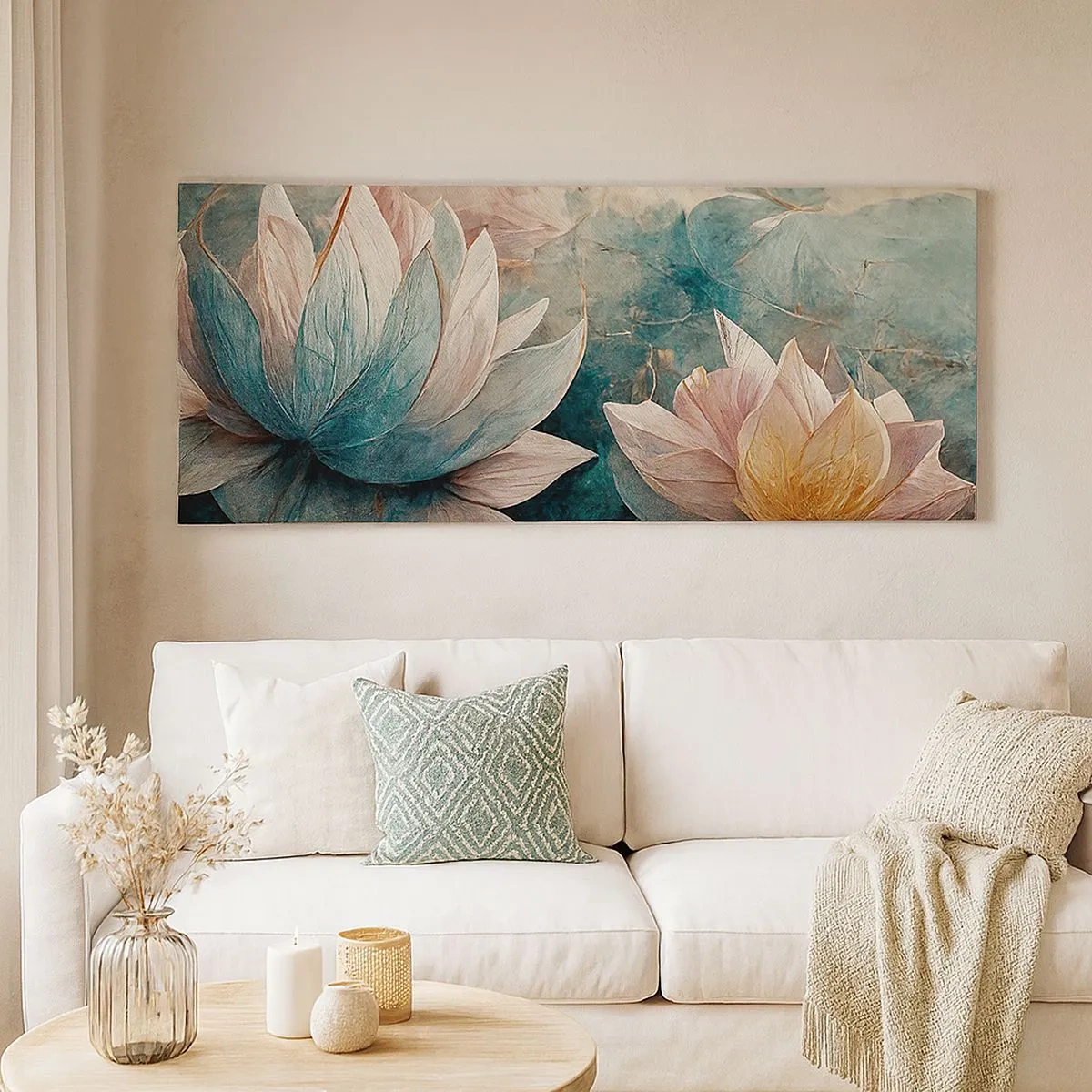 Canvastavla - Bild på duk - Stjärnor i en sjö - 100x40 cm