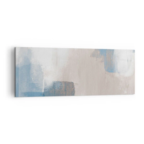 Canvastavla - Bild på duk - Rosa abstraktion bakom en blå slöja - 140x50 cm