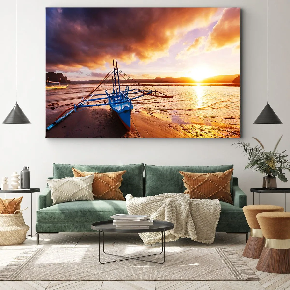 Canvastavla - Bild på duk - Lägga sig på sanden efter hela dan - 120x80 cm