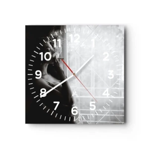 Väggklocka - Klocka på glas - Ett sensuellt ögonblick - 30x30 cm