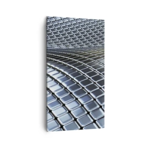 Canvastavla - Bild på duk - Metallisk silver våg - 45x80 cm