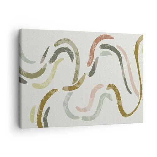 Canvastavla - Bild på duk - Abstrakta bågar i pastellfärger - 70x50cm - Abstraktionens glada dans - Modern väggdekoration för vardagsrum och sovrum ARTTOR