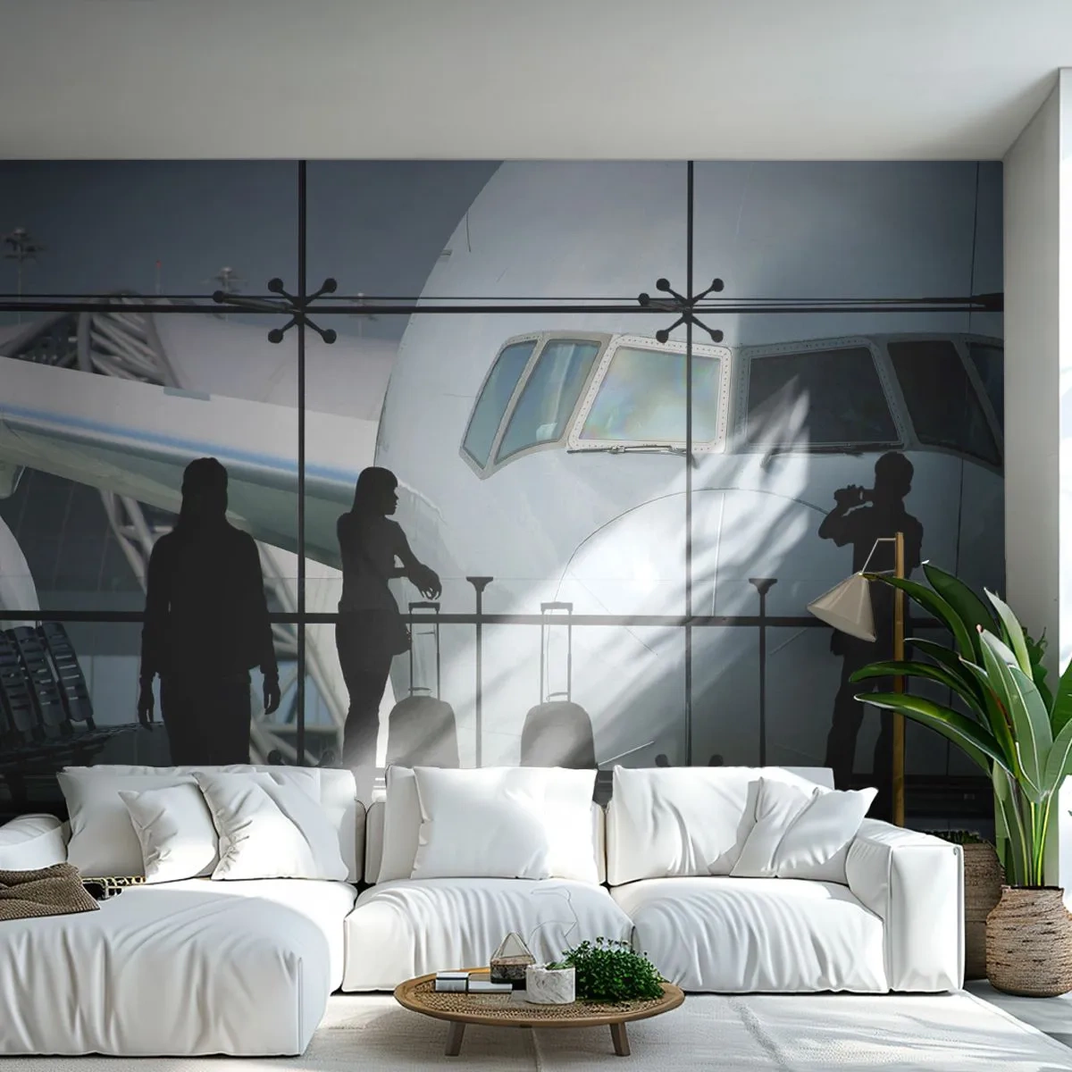 Fototapet Premium Canvas - Vis a vis på flygplatsen - Plan, Flygplats, Resor - 500x350 cm