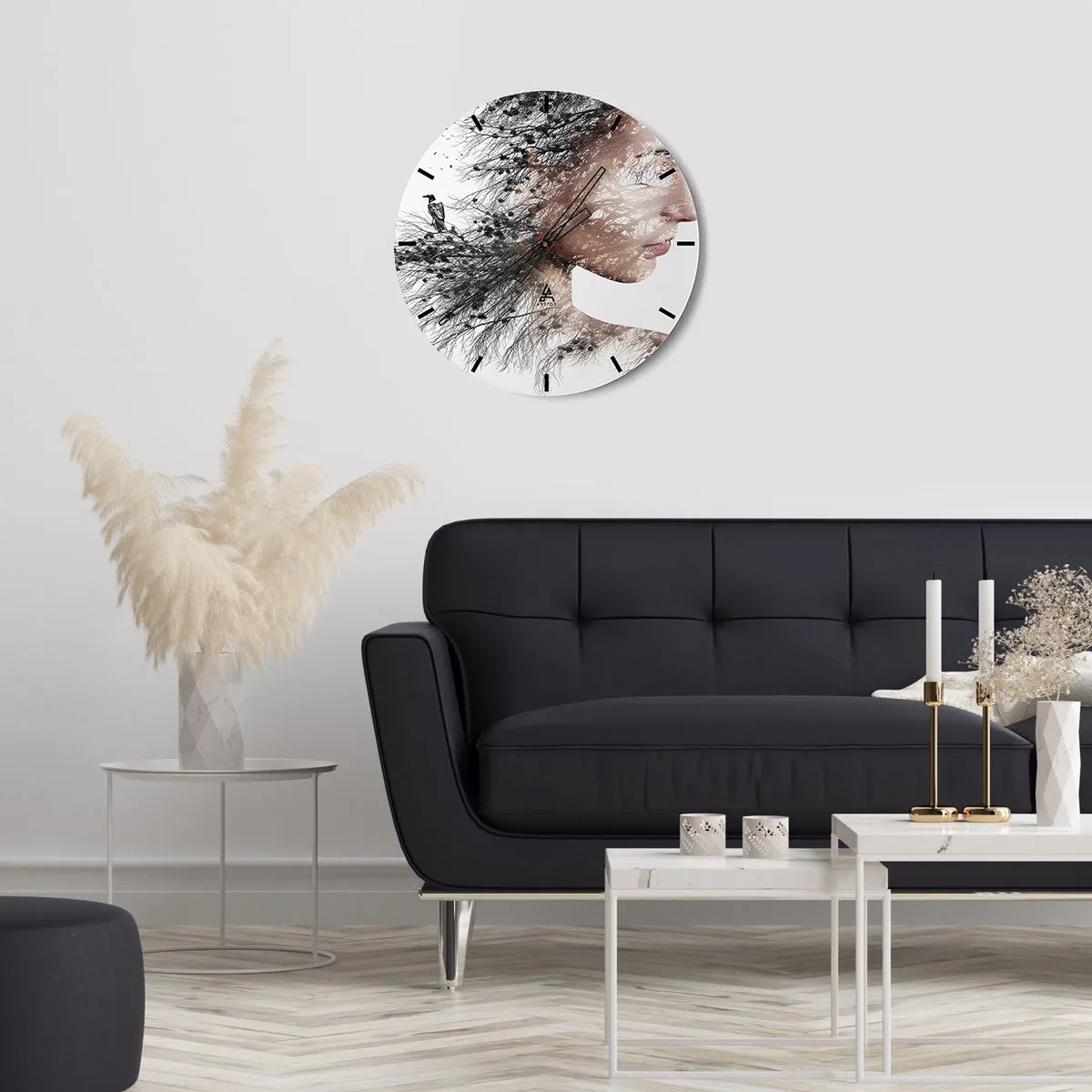 Väggklocka - Klocka på glas - Skogens ande - 40x40 cm