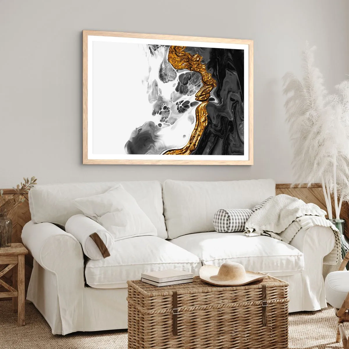 Affisch i ram av ljusek - Organisk komposition - 70x50 cm