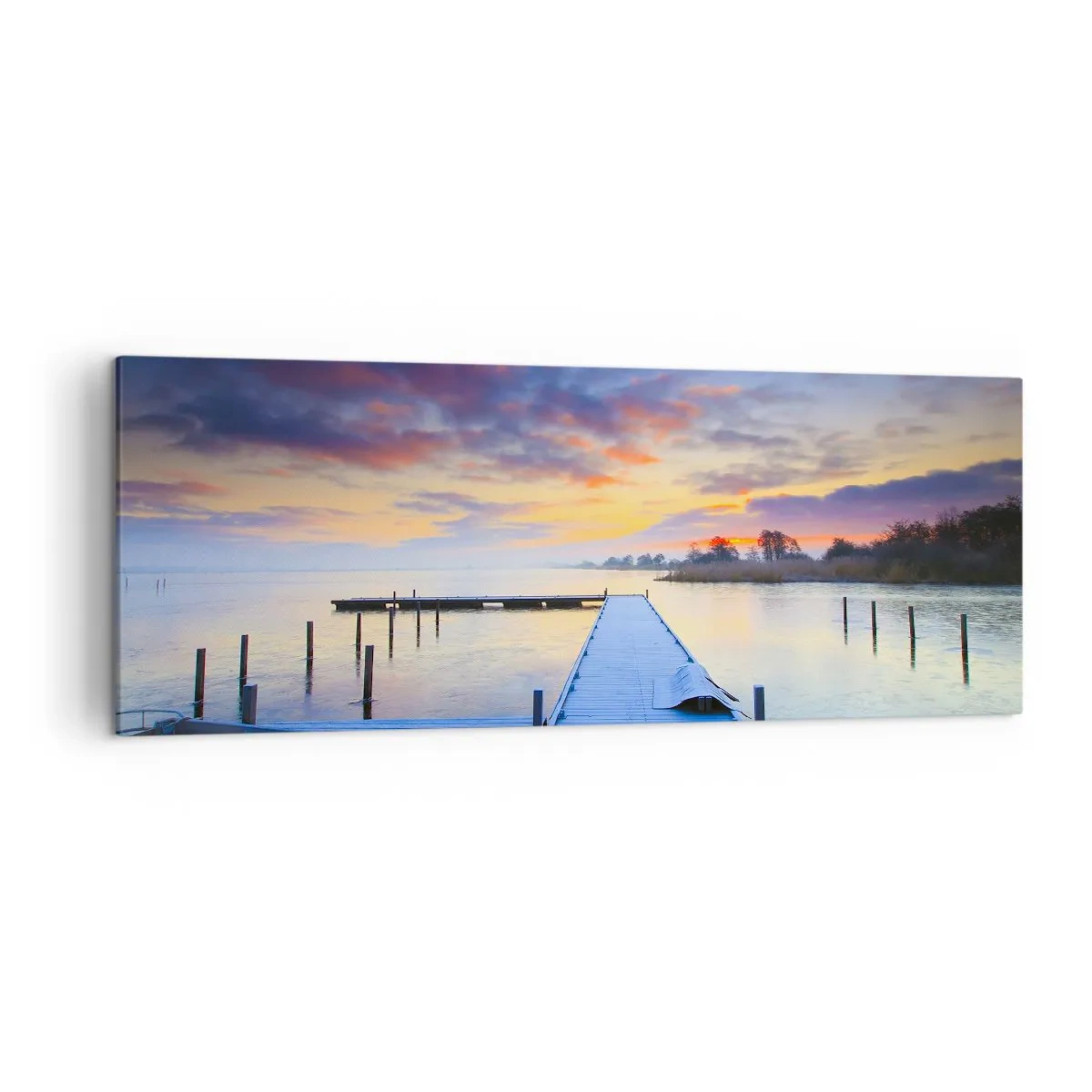 Canvastavla - Bild på duk - Violet-guld ro - 140x50 cm