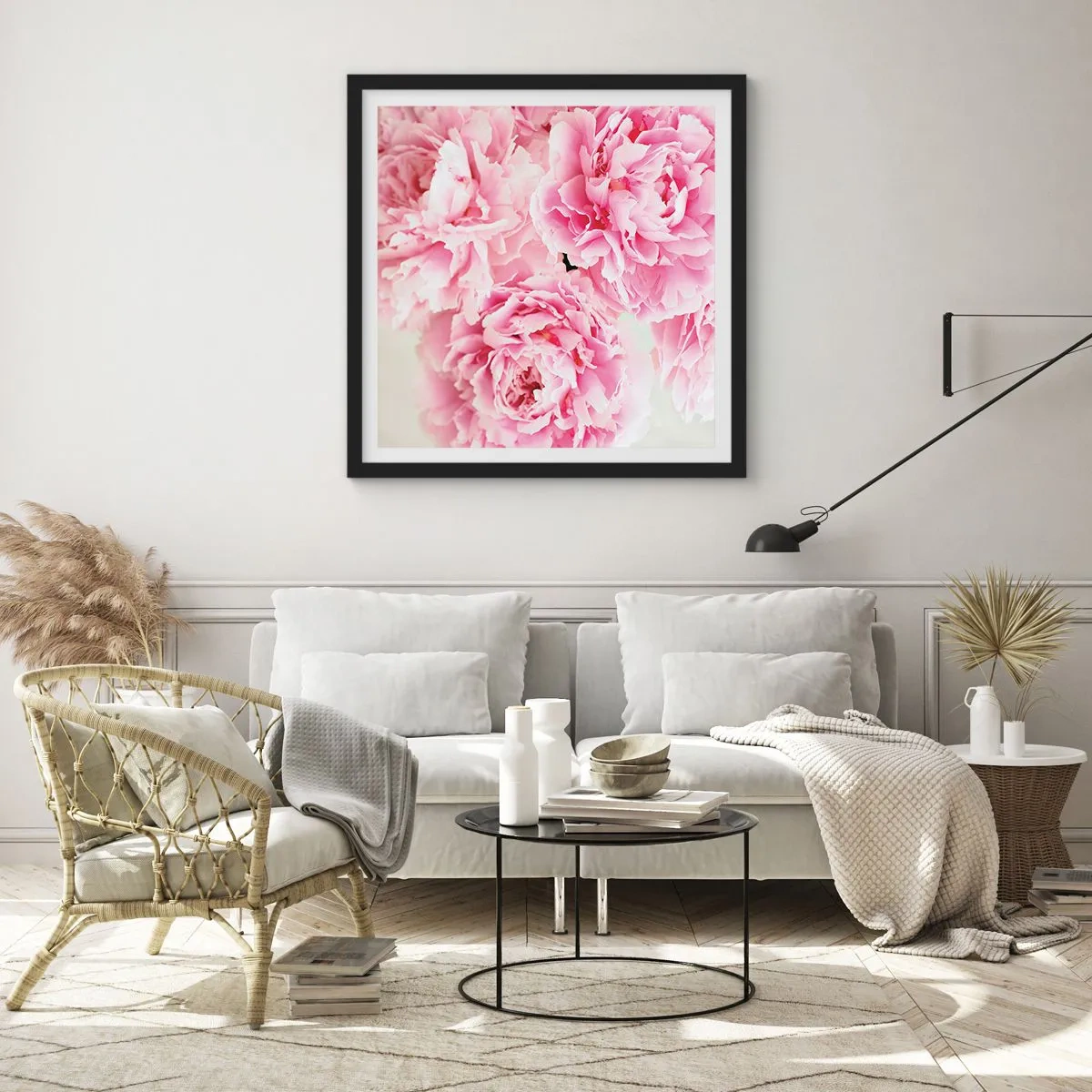Affisch i svart ram - Rosa prakt - 30x30 cm