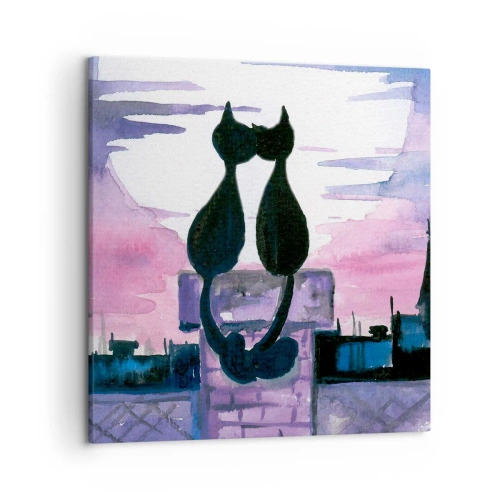 Canvastavla - Bild på duk - Rendez-vous under månen - 50x50 cm