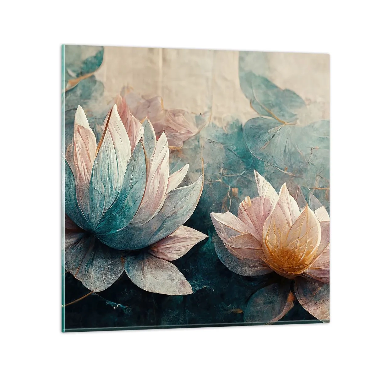 Glastavla - Bild på glas - Stjärnor i en sjö - 40x40 cm