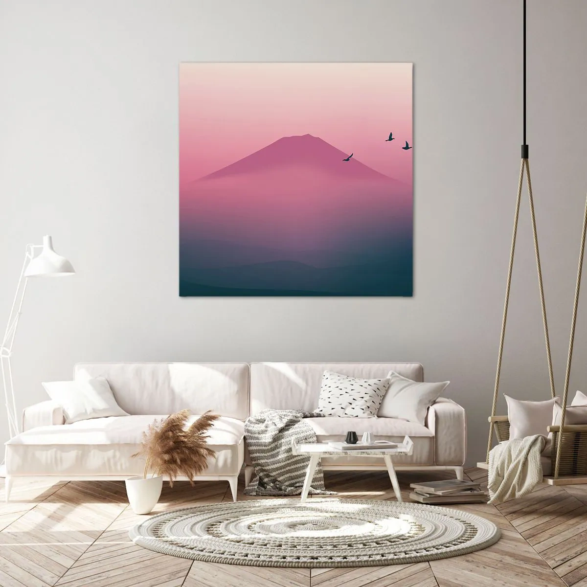Canvastavla - Bild på duk - Vandrare över molnen - 40x40 cm