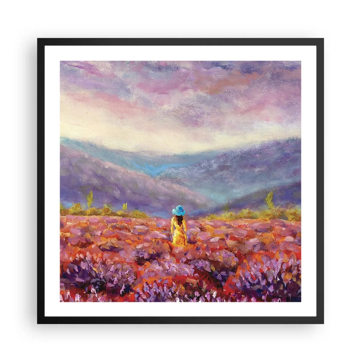 Affisch i svart ram - I lavendelsvärld - 60x60 cm
