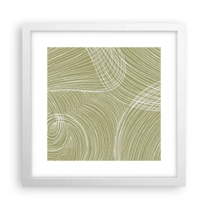 Affisch i vit ram - Intrikat abstraktion i vitt - 30x30 cm