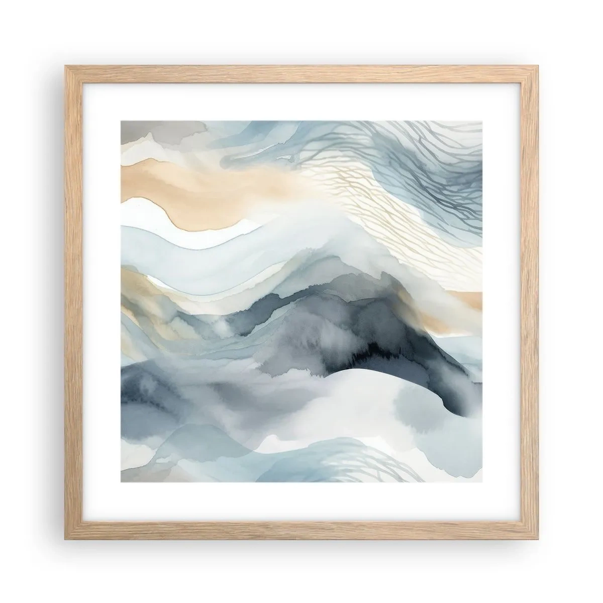 Affisch i ram av ljusek - Snöig och dimmig abstraktion - 40x40 cm