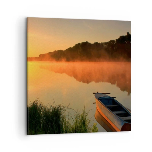 Canvastavla - Bild på duk - Soluppgång vid spegelklart vatten - 60x60 cm